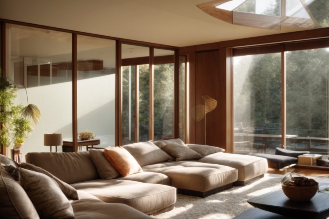 Boston home interior with sunlight filtering through glare reduction window film