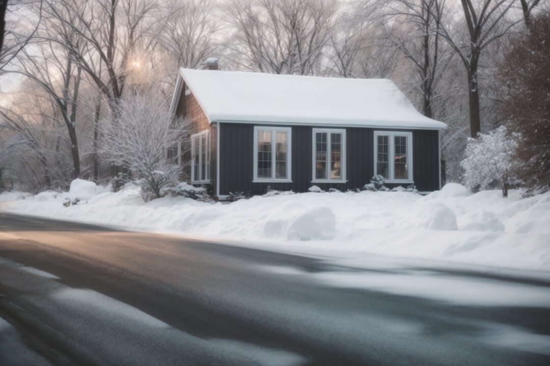 Boston home with thermal window film in winter setting