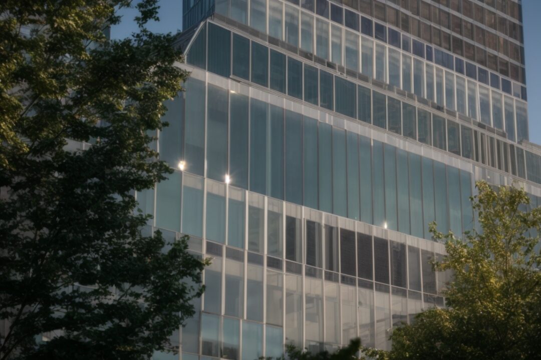 Boston office building with low-e glass film reducing glare