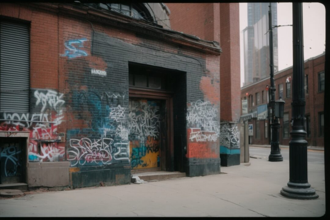 Boston building with graffiti protected by anti-graffiti film