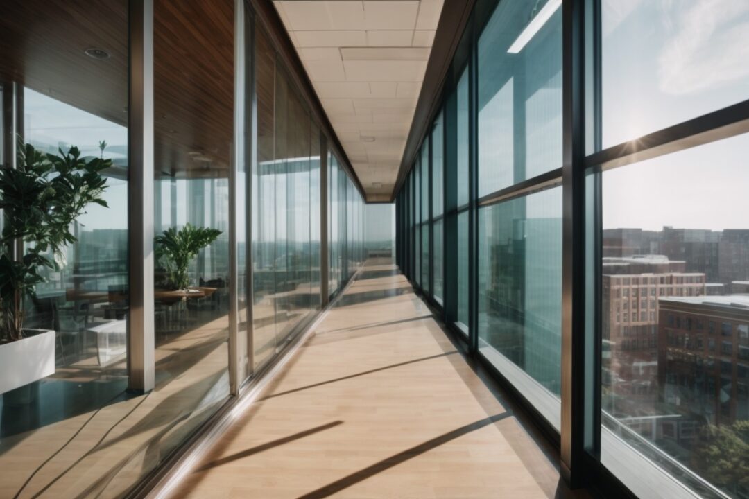 Boston office interior with sun control window film installation