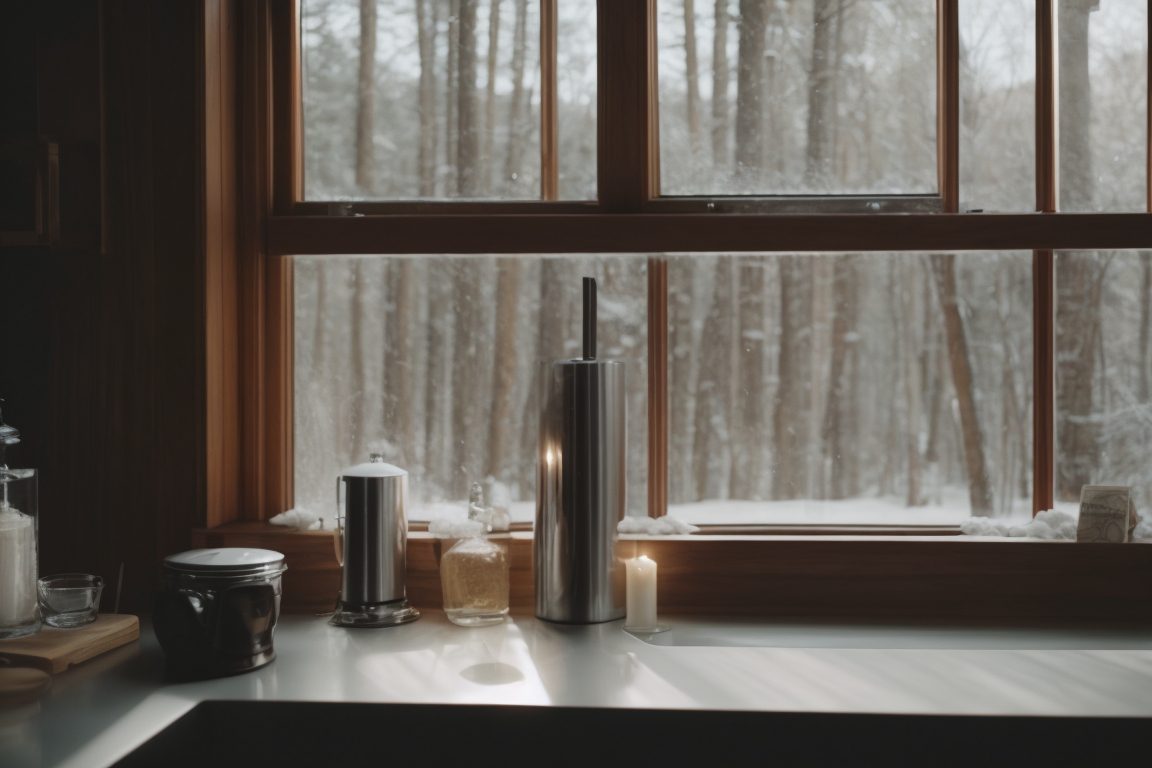 New England home interior showing heat control window film during winter