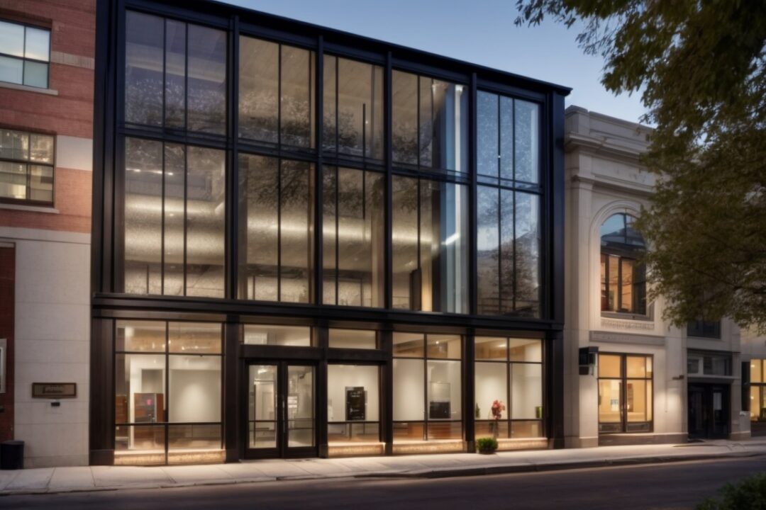 Boston commercial space with custom decorative window films, privacy-focused, energy-efficient