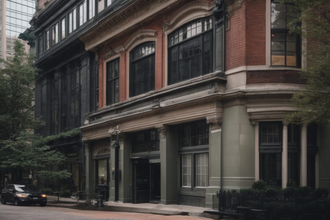 Historical Boston building with modern window tinting