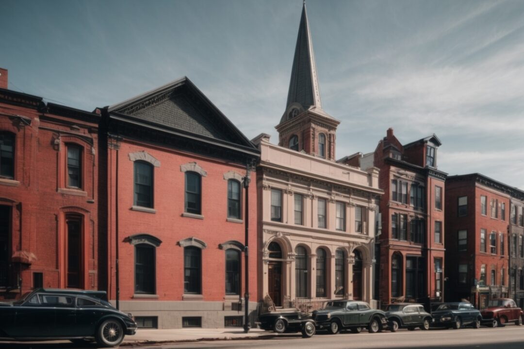 Historic Boston street with heritage buildings and window films