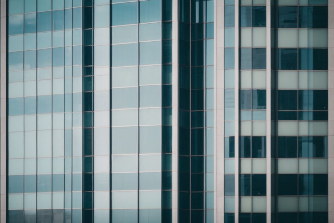 Modern office building with tinted glass windows in Boston