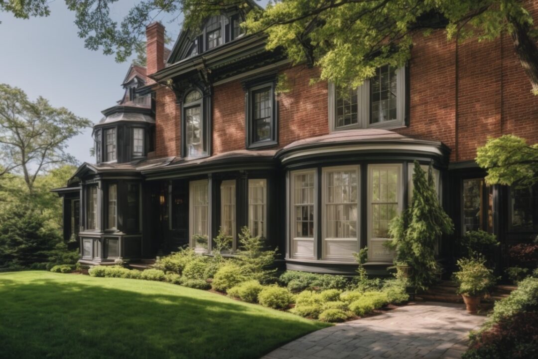 Exterior of a historic Boston home with energy saving window film