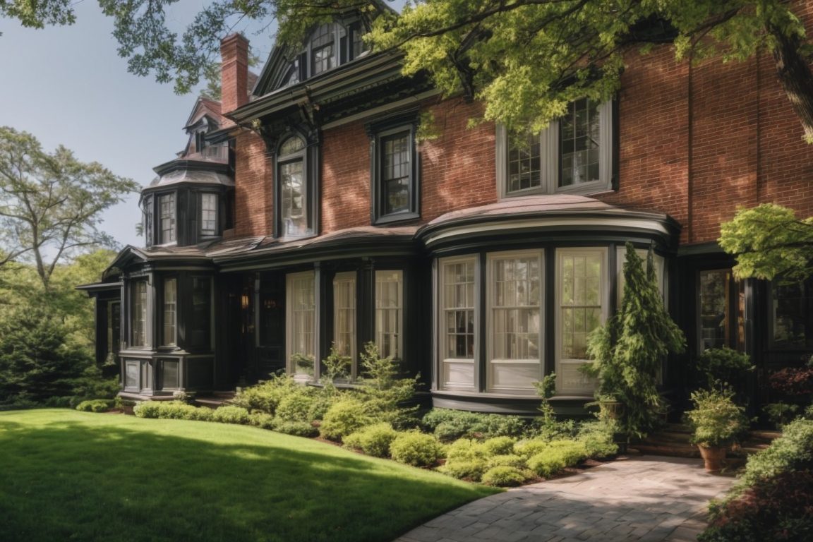Exterior of a historic Boston home with energy saving window film