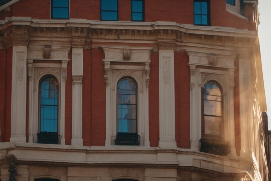 sunlit historic Boston building with sun control window film