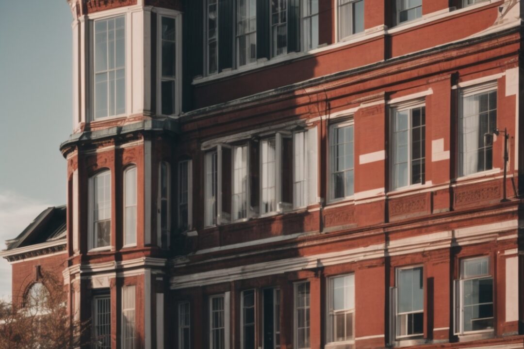 Historic Boston building with solar control window film on windows
