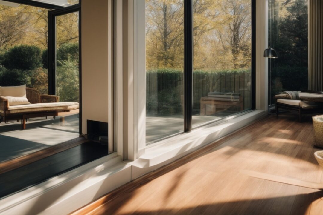 Boston home with opaque climate control window films, sunny day
