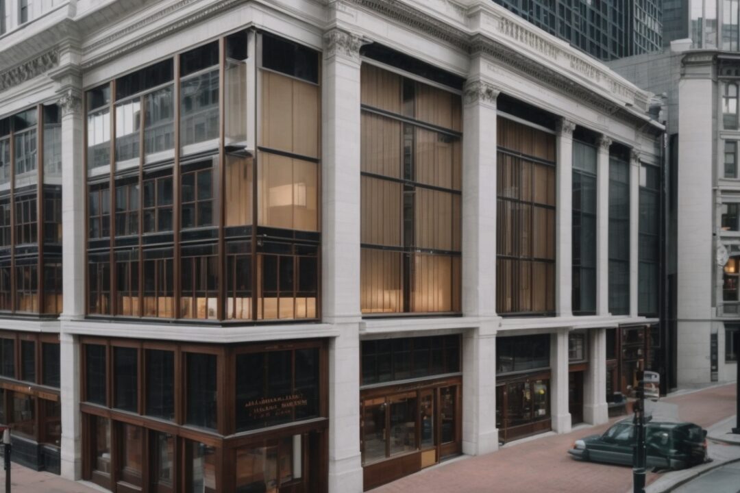 historic Boston building with energy-efficient low-e glass film